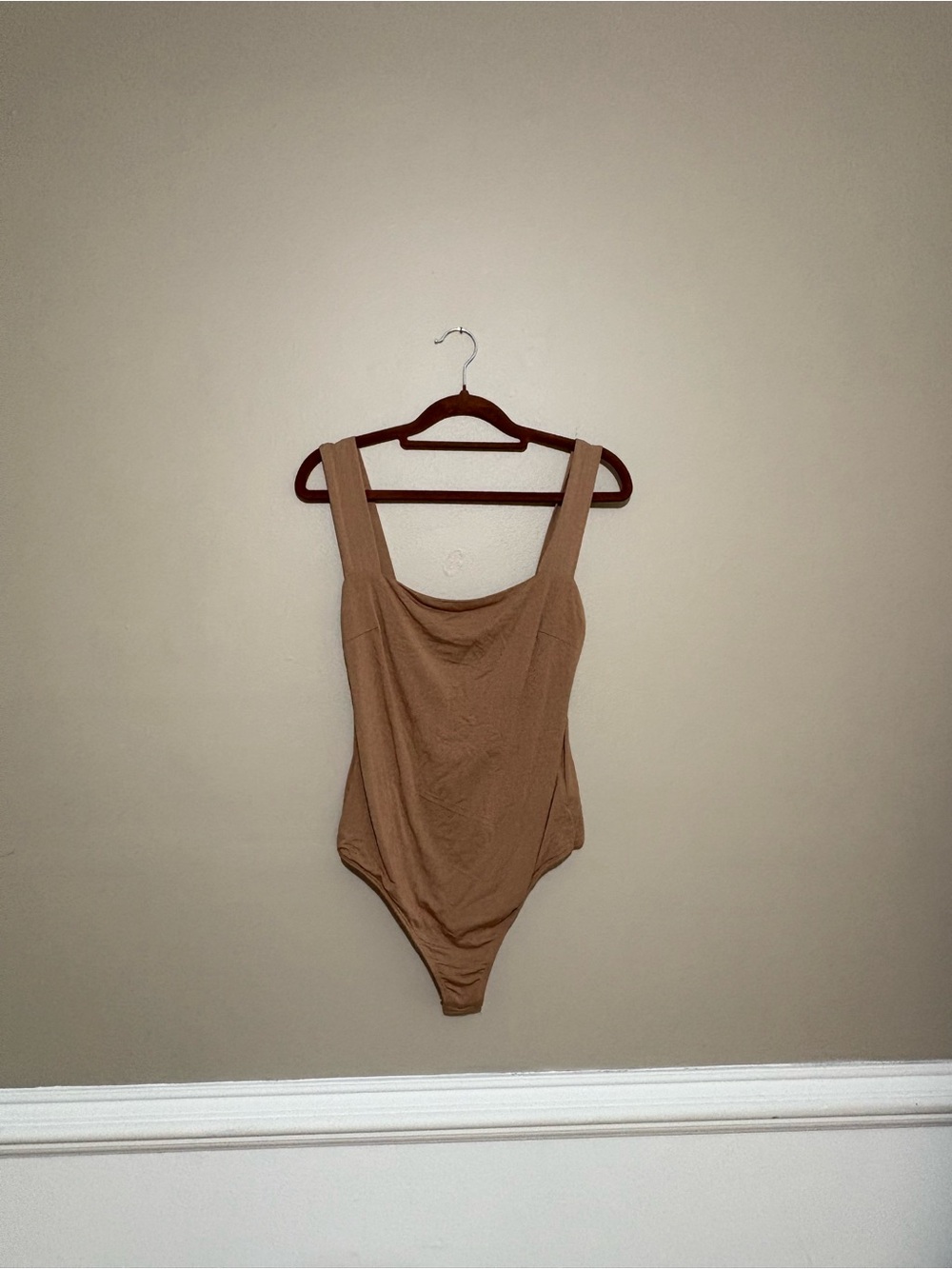 Vici Wide-Strap Scoop Bodysuit - Beige